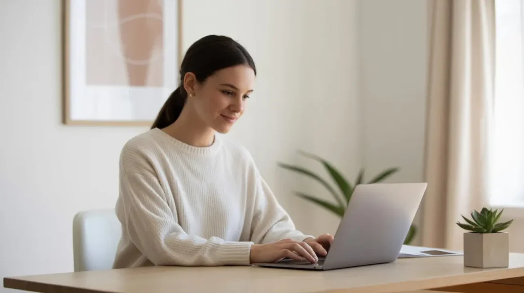 Pessoa em seu Home office funcional
