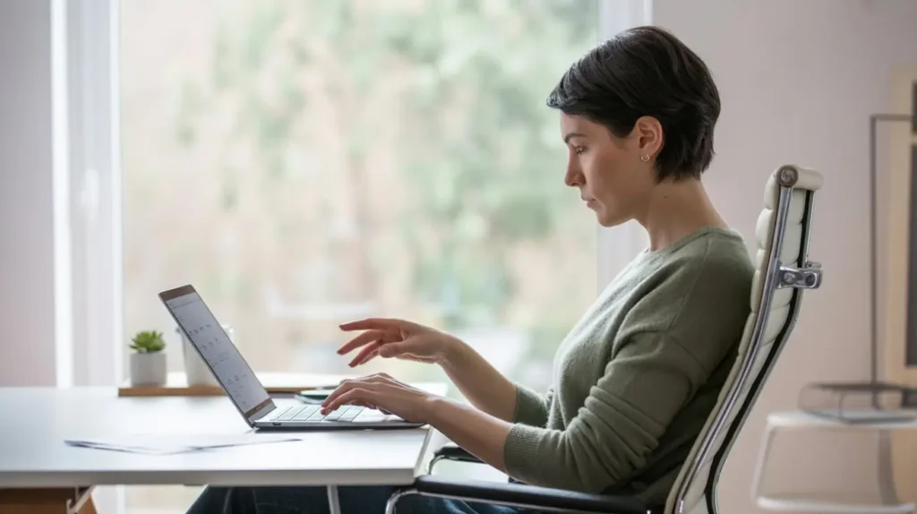 ergonomia em home office pequeno com suporte funcional