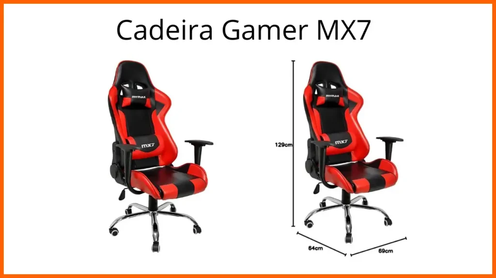 Cadeira Gamer MX7 vermelha e preta-rubro-negra
