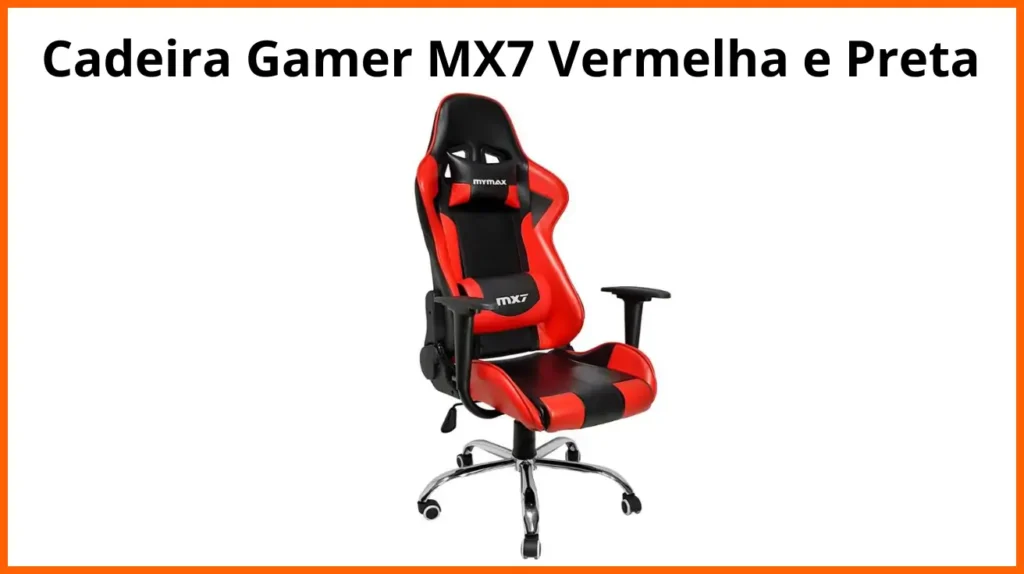 Cadeira Gamer MX7 vermelha e preta-flamengo