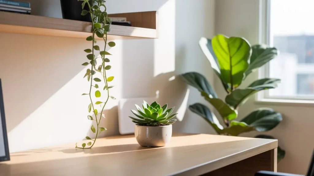 Como Usar Plantas na Decoração do home office com diversas espécies.